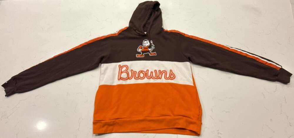 Mitchell & Ness Cleveland Browns Hoodie Size M Brown Colorblocked